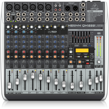 MEZCLADORA BEHRINGER 12 CANALES 6XLR C/EFECTOS, QX1222USB